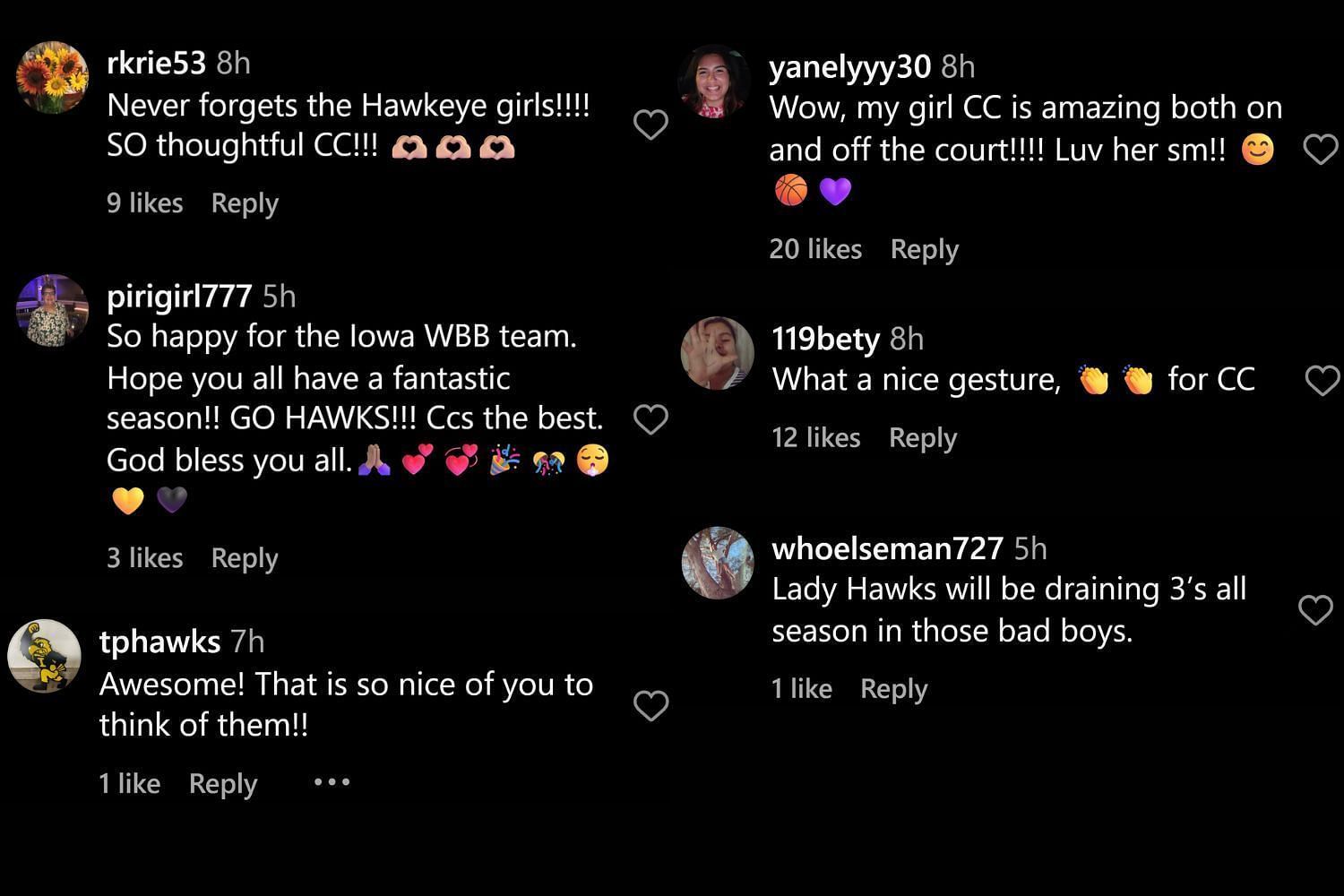Fans commented on Instagram (@iowawbb/IG)